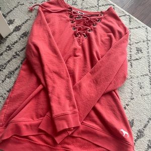PINK lace up shirt